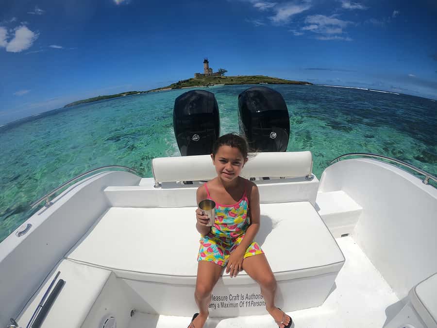 From Blue Bay: Ile aux Cerfs Speedboat Excursion with BBQ - A quick look at Ile aux Fouquets lighthouse