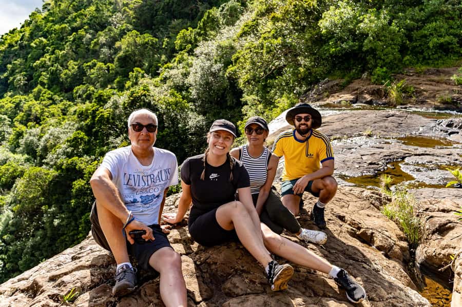 Mauritius: The Iconic Waterfalls hike + Mauritian picnic - Walking through the forest to the first cascades