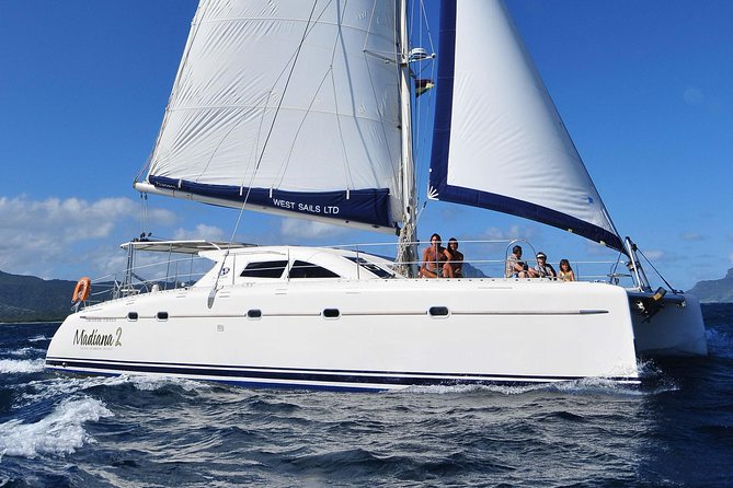 Sailing Catamaran Cruises - Sailing west past Tamarin and Le Morne